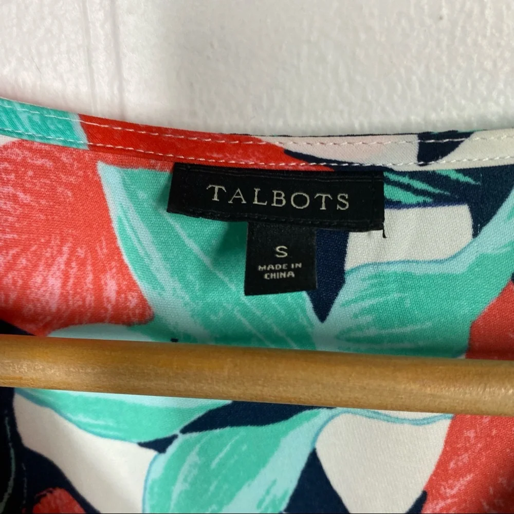 Talbots Floral V Neck Top with Tie Sleeves - Picture 8 of 8